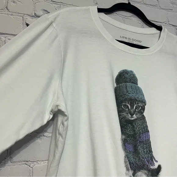 Life Is Good Woman’s Long Sleeve Cat Crusher Tees Bundle Blue - White Size XXL - Picture 12 of 14